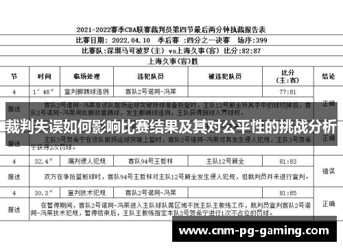 裁判失误如何影响比赛结果及其对公平性的挑战分析